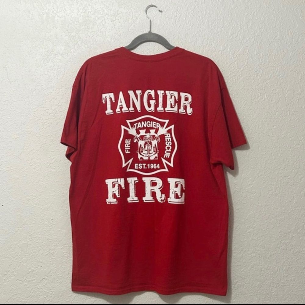 Tanger fire station 21 red short sleeve shirt size XL - Picture 2 of 16